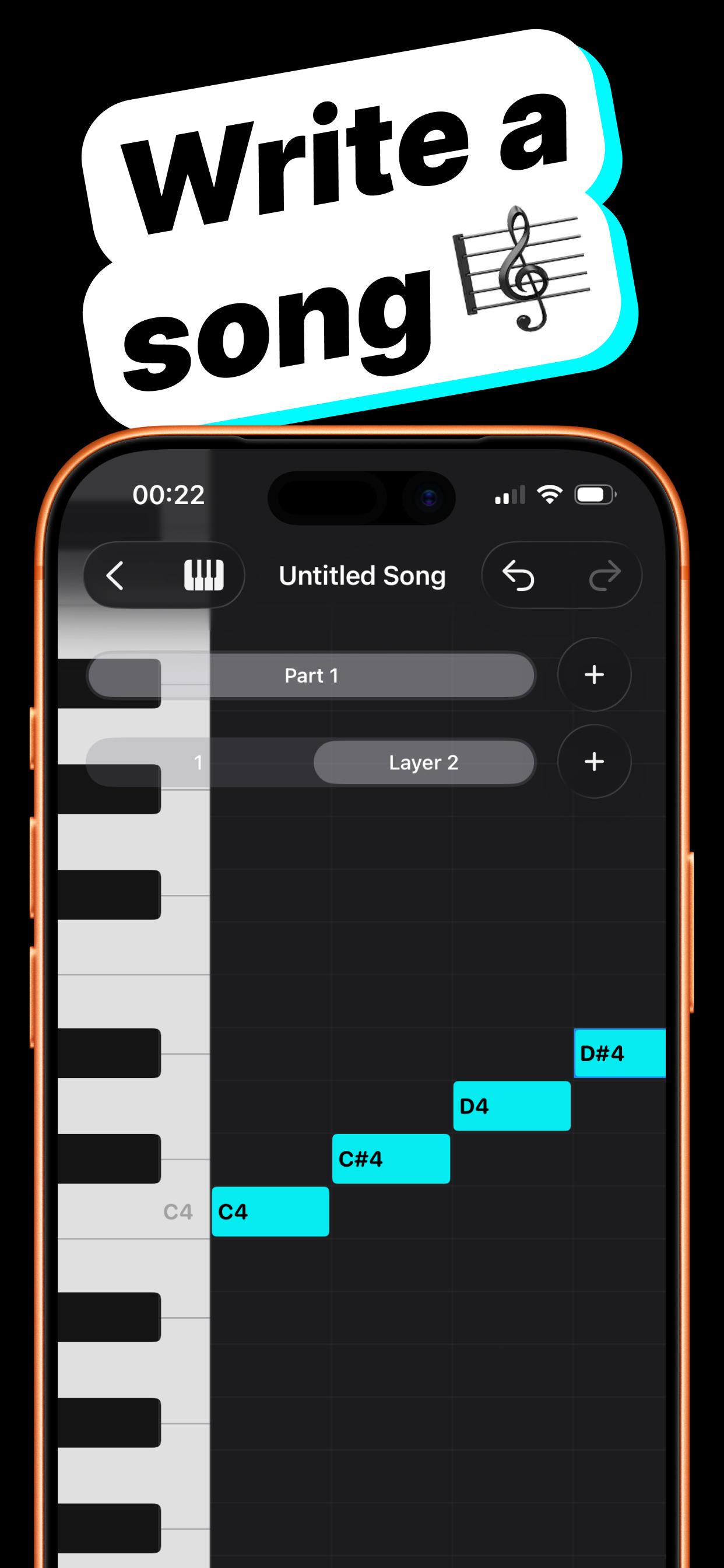 Howli Write a song editor with layered vocal notes